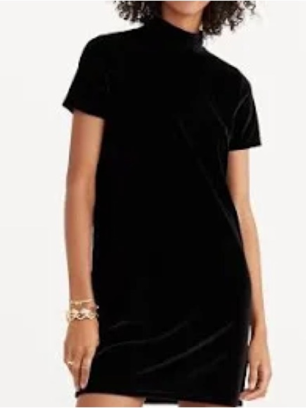 Madewell Mock Neck Velour Velvet Dress Black Size Medium